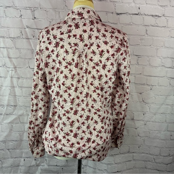 roper boho western Floral Button-Up Women's Top sz large 100% Cotton - Picture 4 of 10